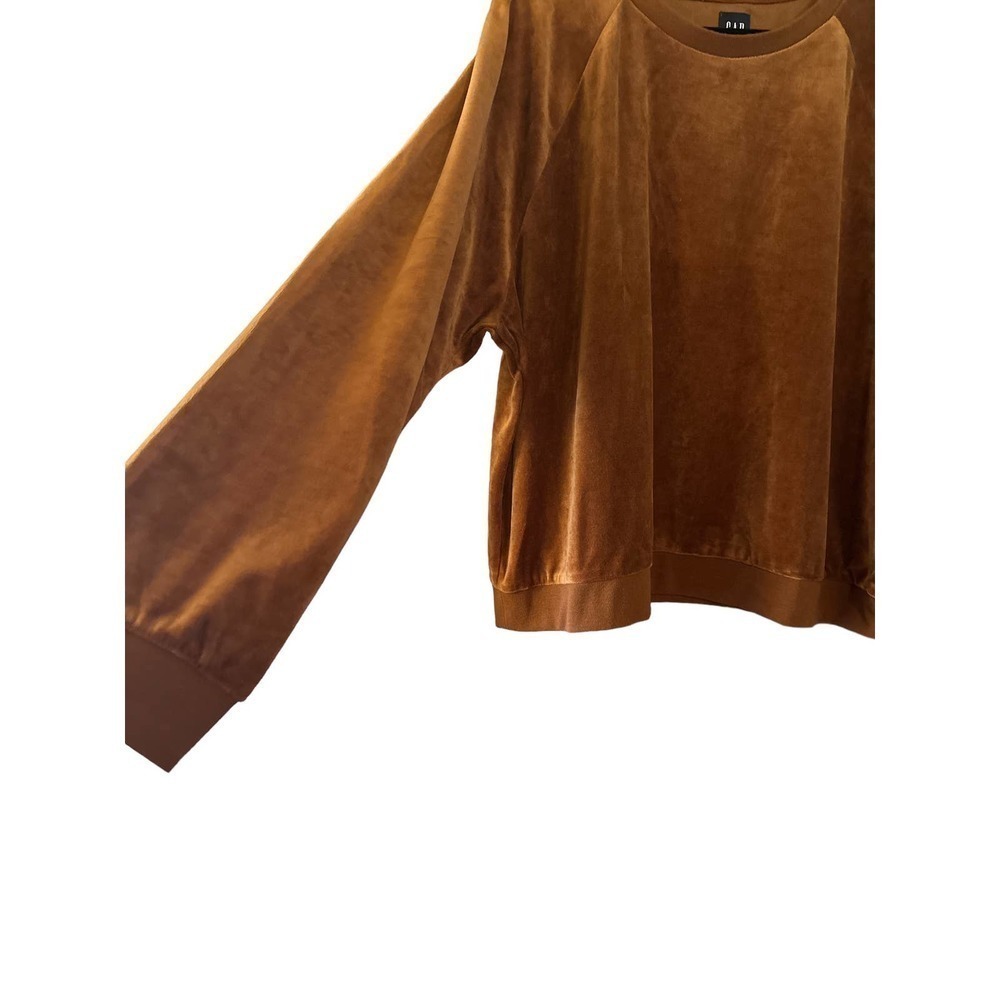 Gap Velour Crew Neck Sweatshirt in Bright Brown Size XXL NWT - Picture 4 of 7